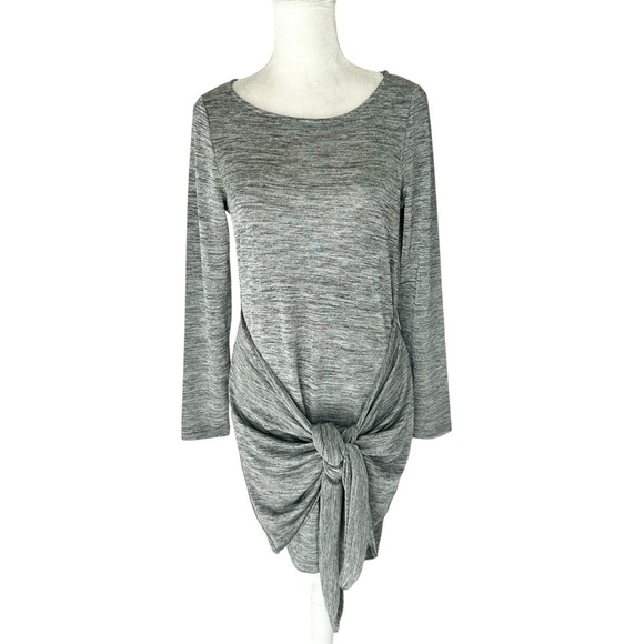 Sport The Kooples gray mini dress long sleeves tie knot skirt 3/8/large - Picture 1 of 16